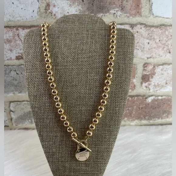 Lauren Ralph Lauren Gold-Tone Logo Beaded 17" Collar Necklace - Picture 3 of 5